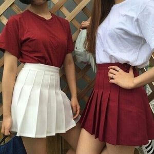 American apparel red pleated tennis mini skirt