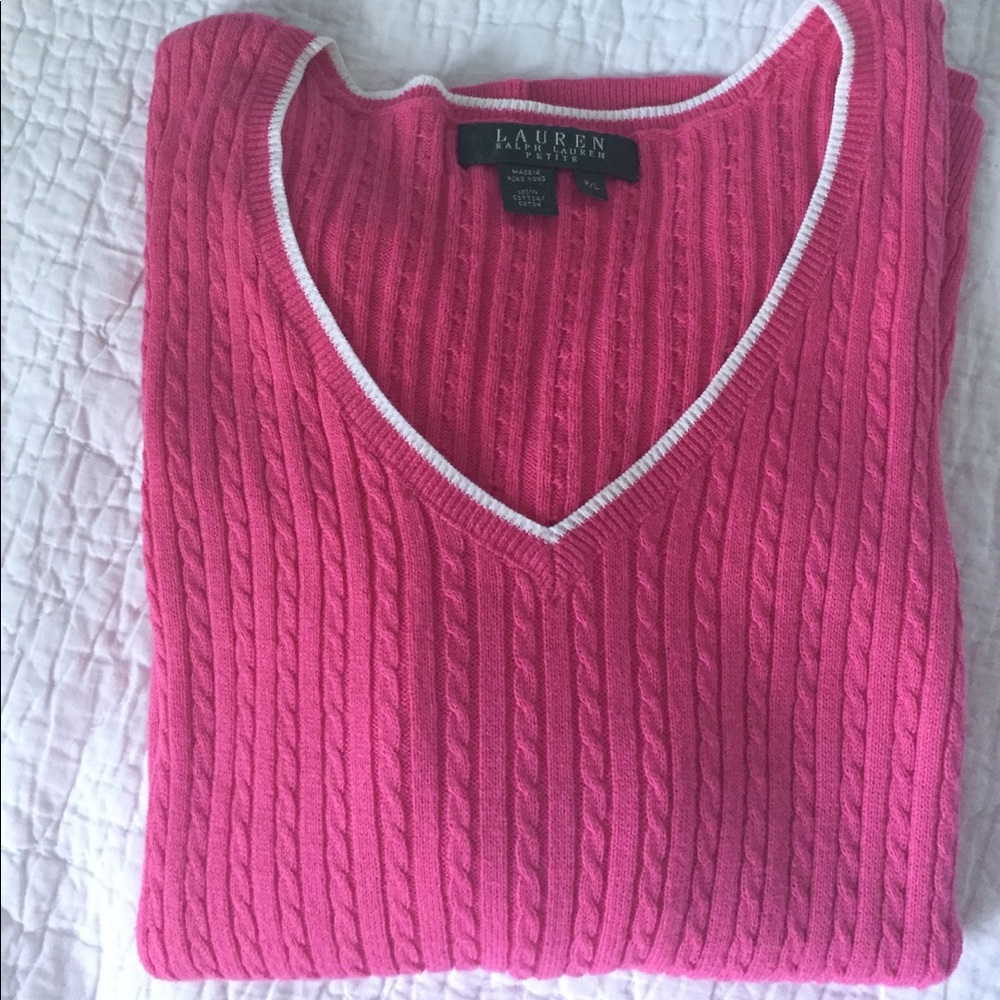 Ralph Lauren pink cable-knit sweater