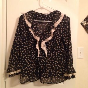 Sheer polka dot shirt