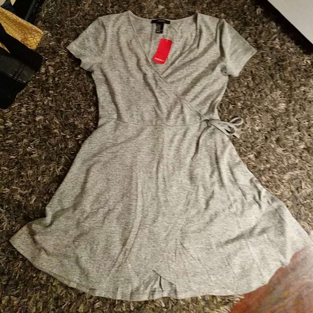 NWT FOREVER 21 GRAY WRAP DRESS