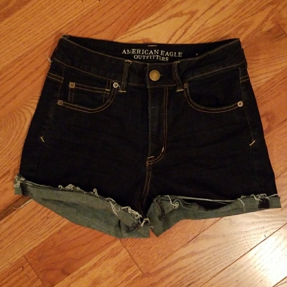 Dark Wash Denim AE High-waisted Shorts