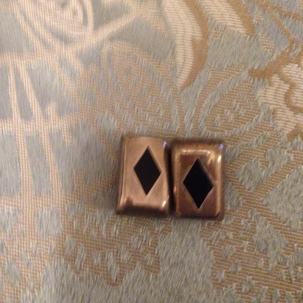 Sterling silver and onyx clip on earrings