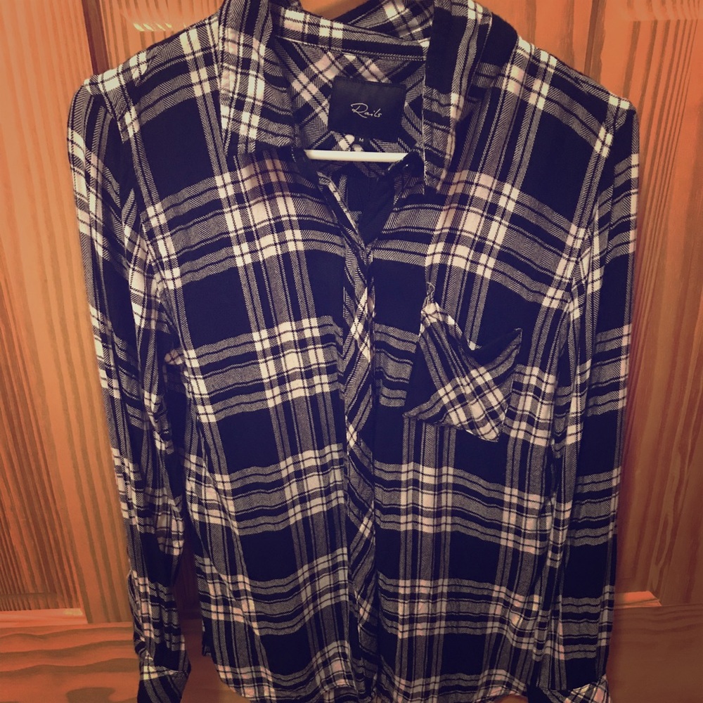 Rails black and white plaid shirt