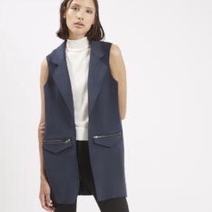 Topshop Utility Long Blue Vest