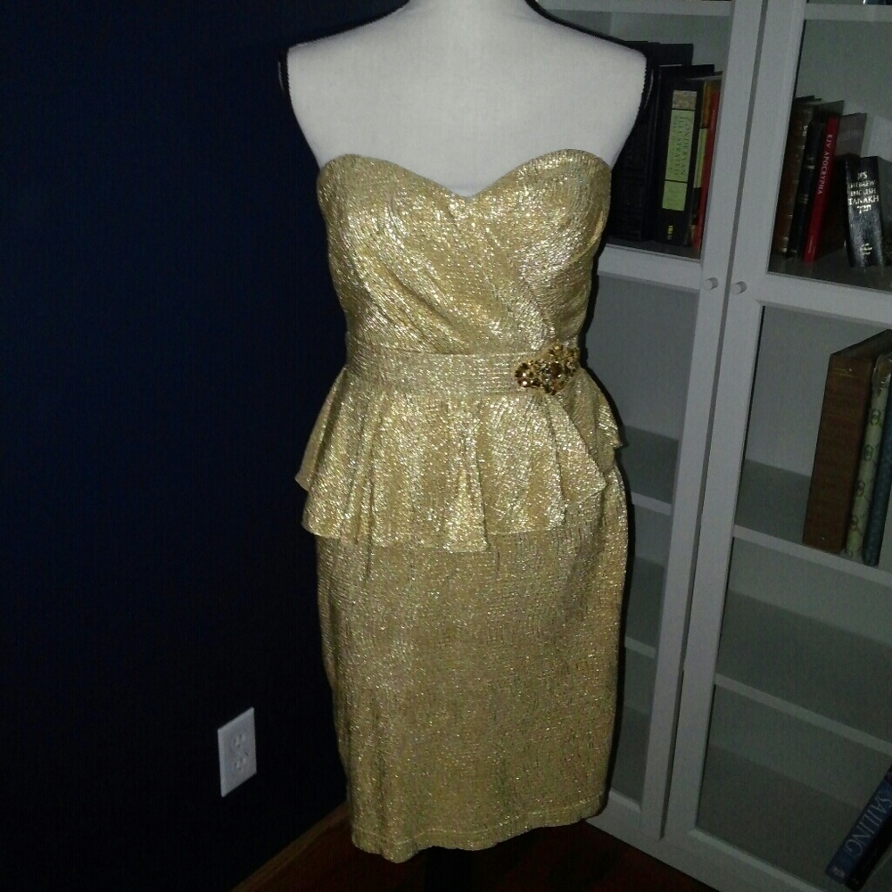 Gold Hailey by Adrianna Papell Cocktail Dress