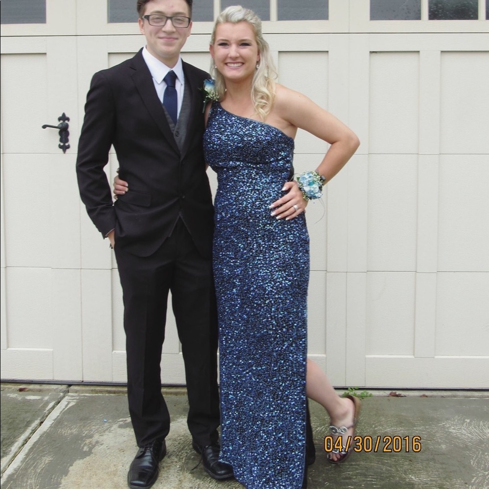 Beautiful Blue Sequin Prom Dress