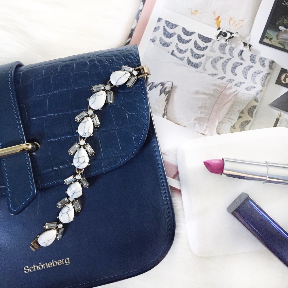 "Mallory" Bracelet || White Marble & Gem Statement