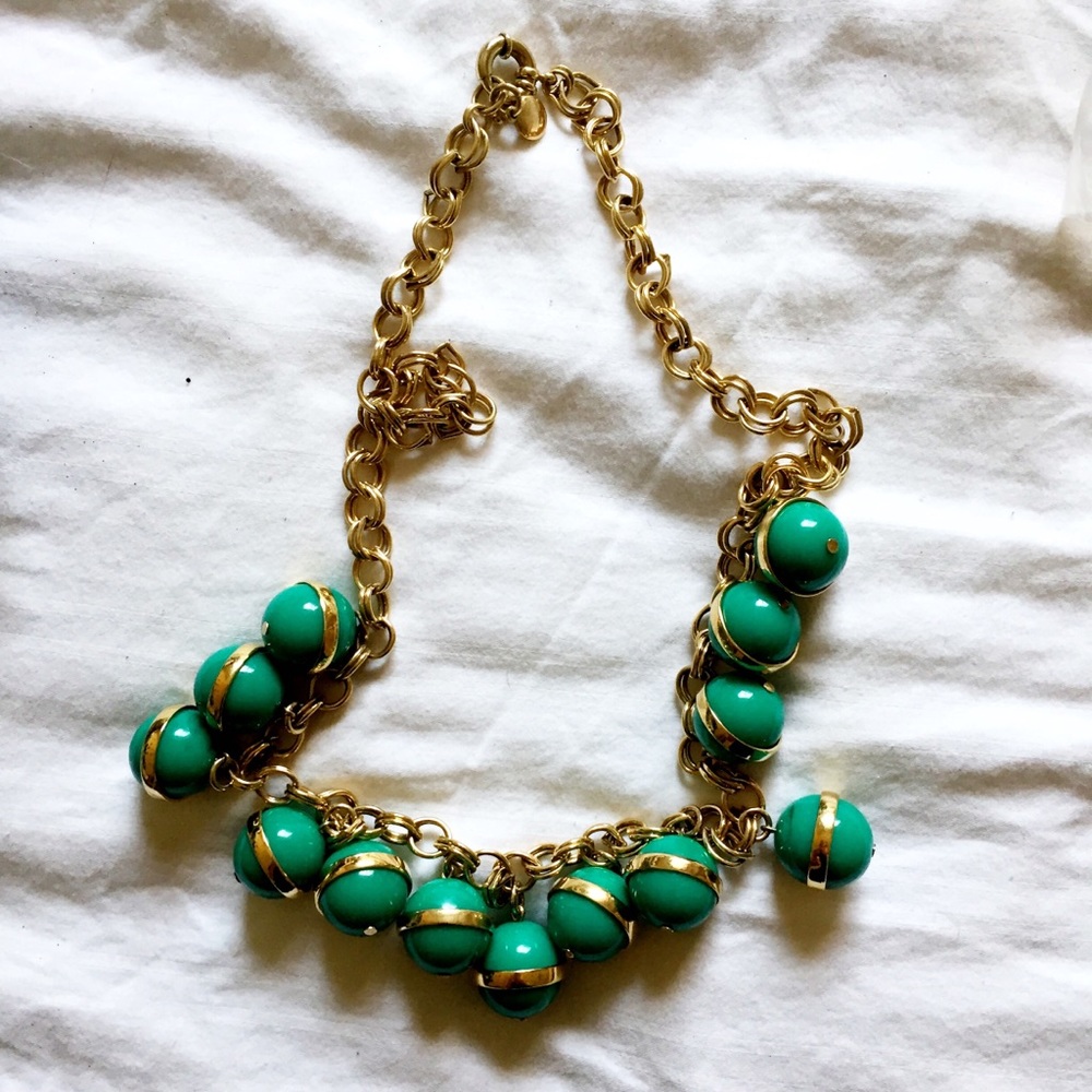 J. Crew Green and Gold Statement Necklace