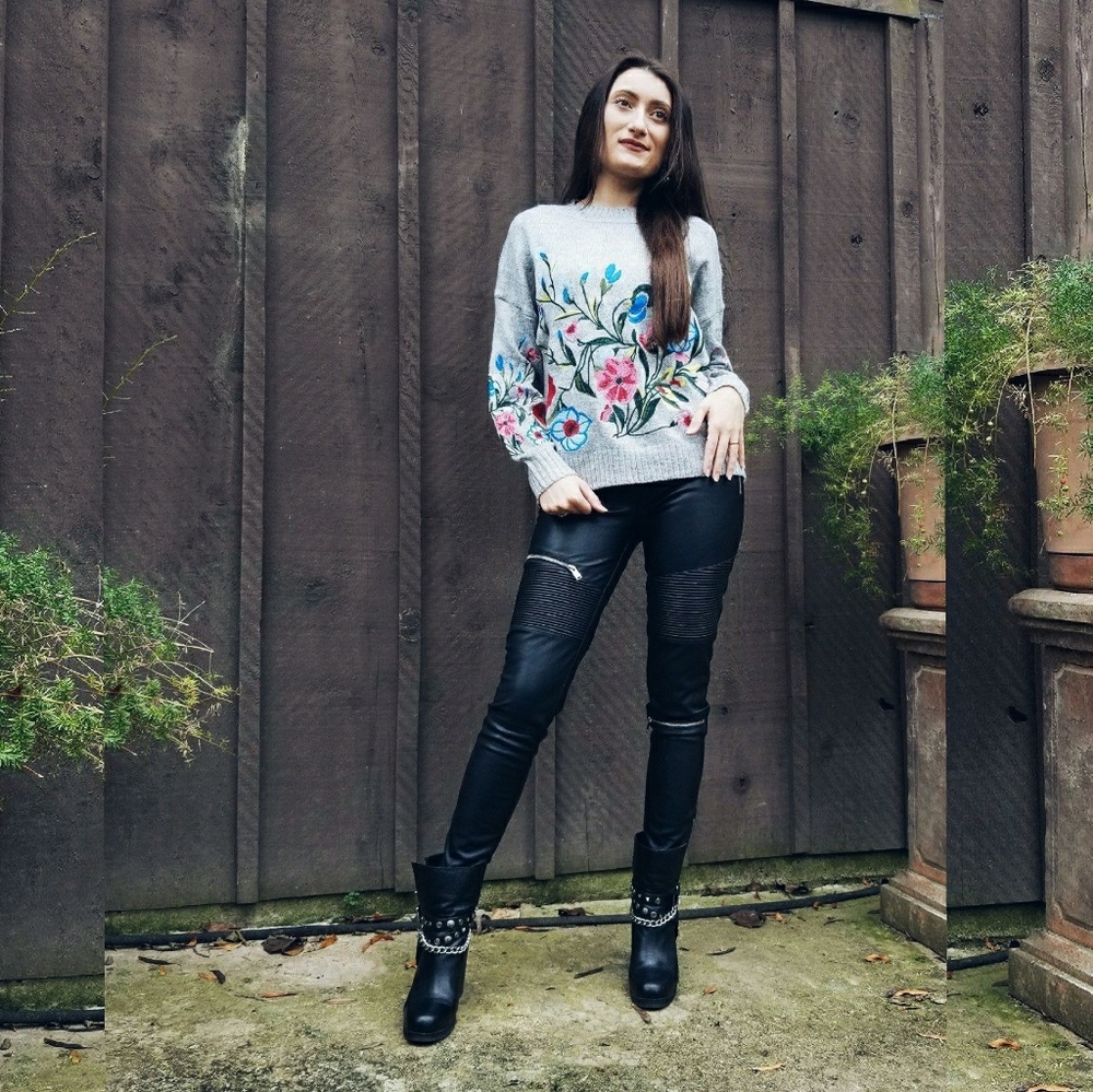 ⚡Lowest 1 Left⚡Embroided sweater 🌸🌼🌺🌹 - Picture 3 of 7
