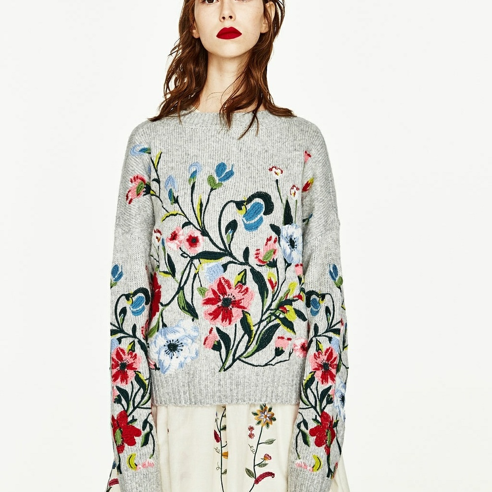 ⚡Lowest 1 Left⚡Embroided sweater 🌸🌼🌺🌹 - Picture 7 of 7