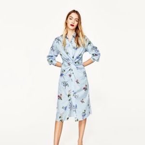 MIDI floral dress with knot clinched waist