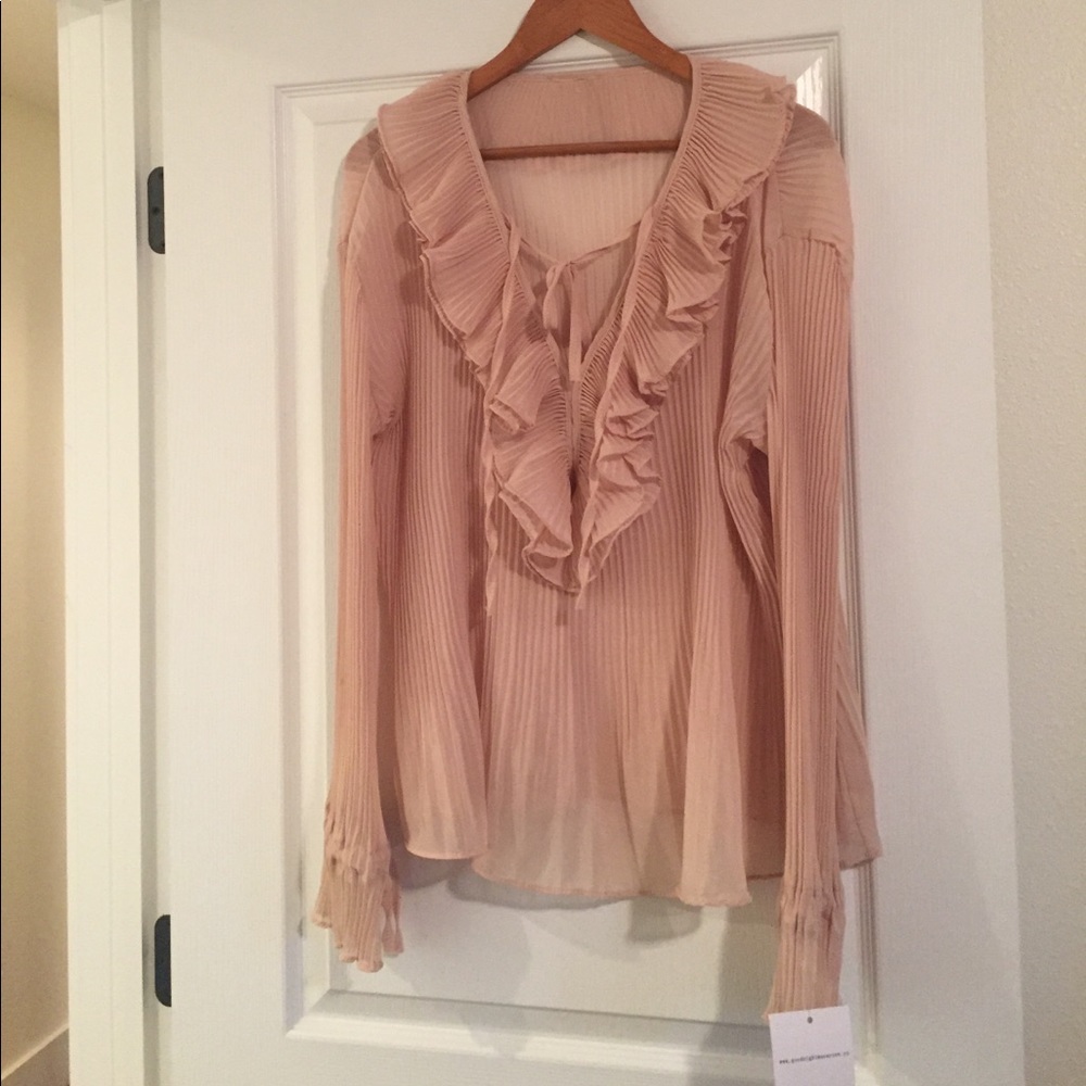 NWT tan ruffle blouse