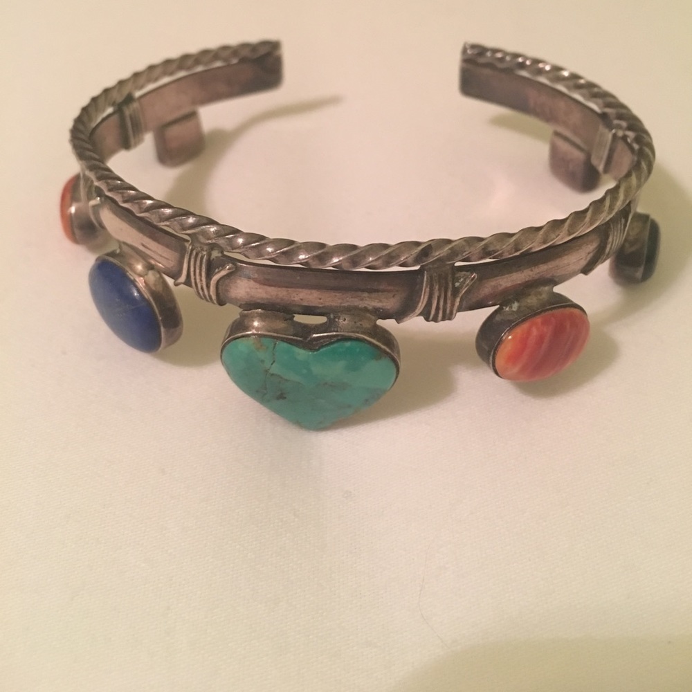 Silver Southwestern Turquoise/Multi Stone Bracelet