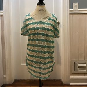 Maurices brand. White/green striped short sleeve