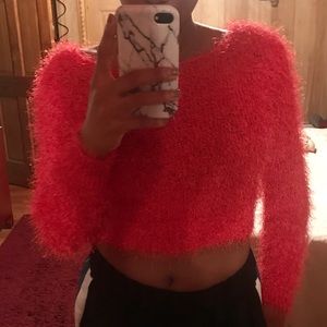 H&M Cropped Fuzzy Sweater Sz 4