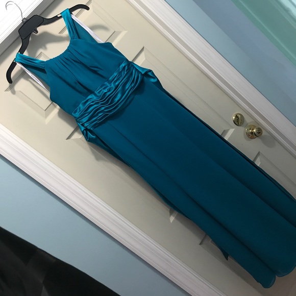 Blue Gown with Ribbon Tie Waist - Picture 2 of 6