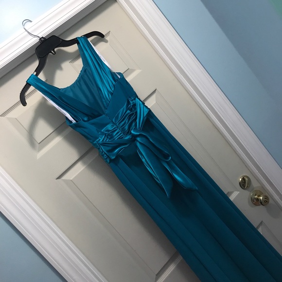 Blue Gown with Ribbon Tie Waist - Picture 6 of 6