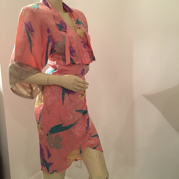 ✨Vintage 1980's✨Flora Kung 100% Silk wrap dress - Picture 2 of 10
