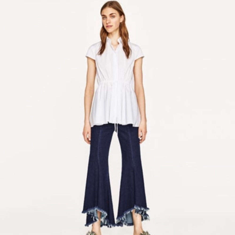 Poplin shirt with adjustable waist