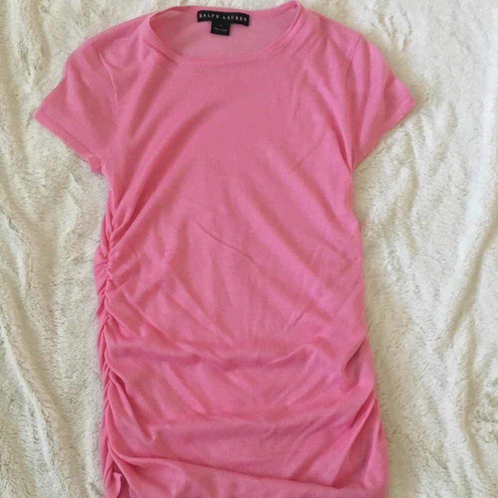 Baby pink 100% cashmere Ralph Lauren tee
