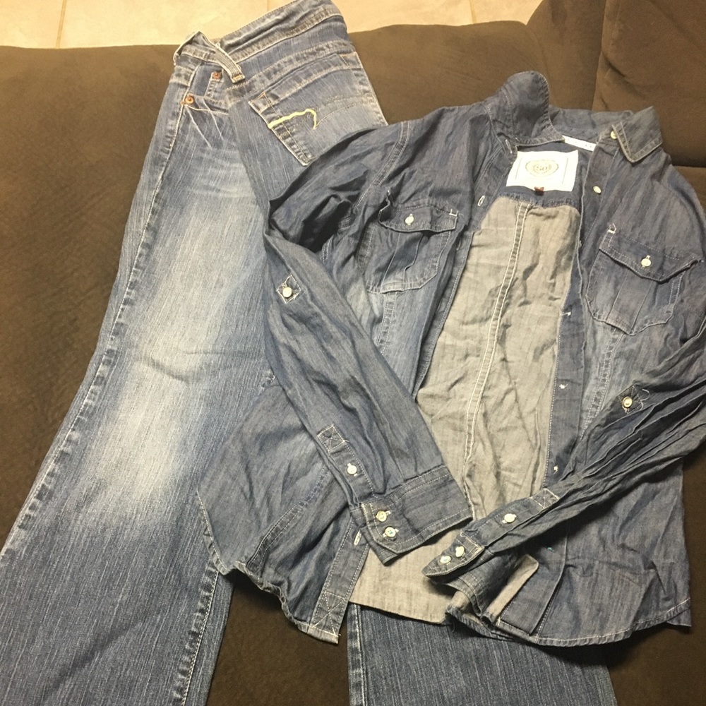 Jeans and denim shirt