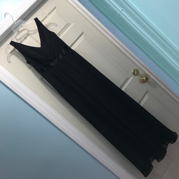 Black Gown with Ruffle Down Back - Picture 2 of 5