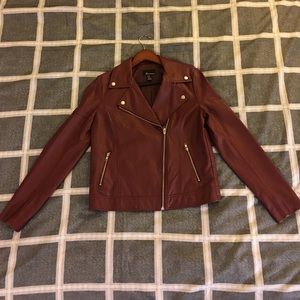 New Forever 21 burgundy faux leather jacket
