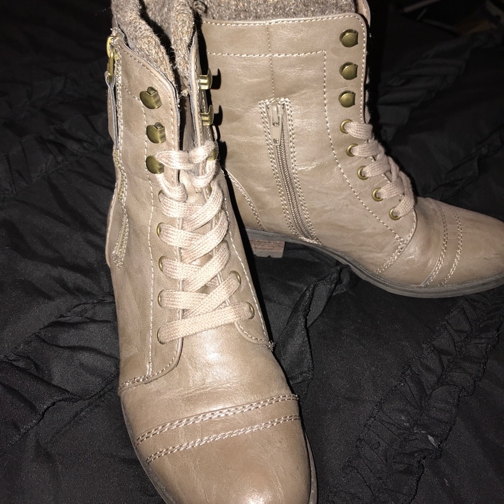 Taupe Combat Style Boots