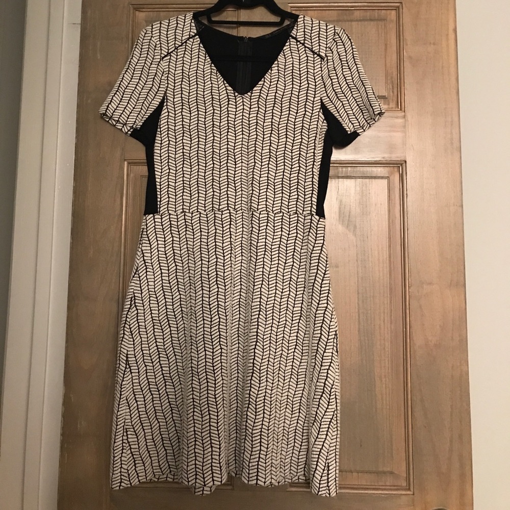 Modern and Classy Black/ White Vneck Dress