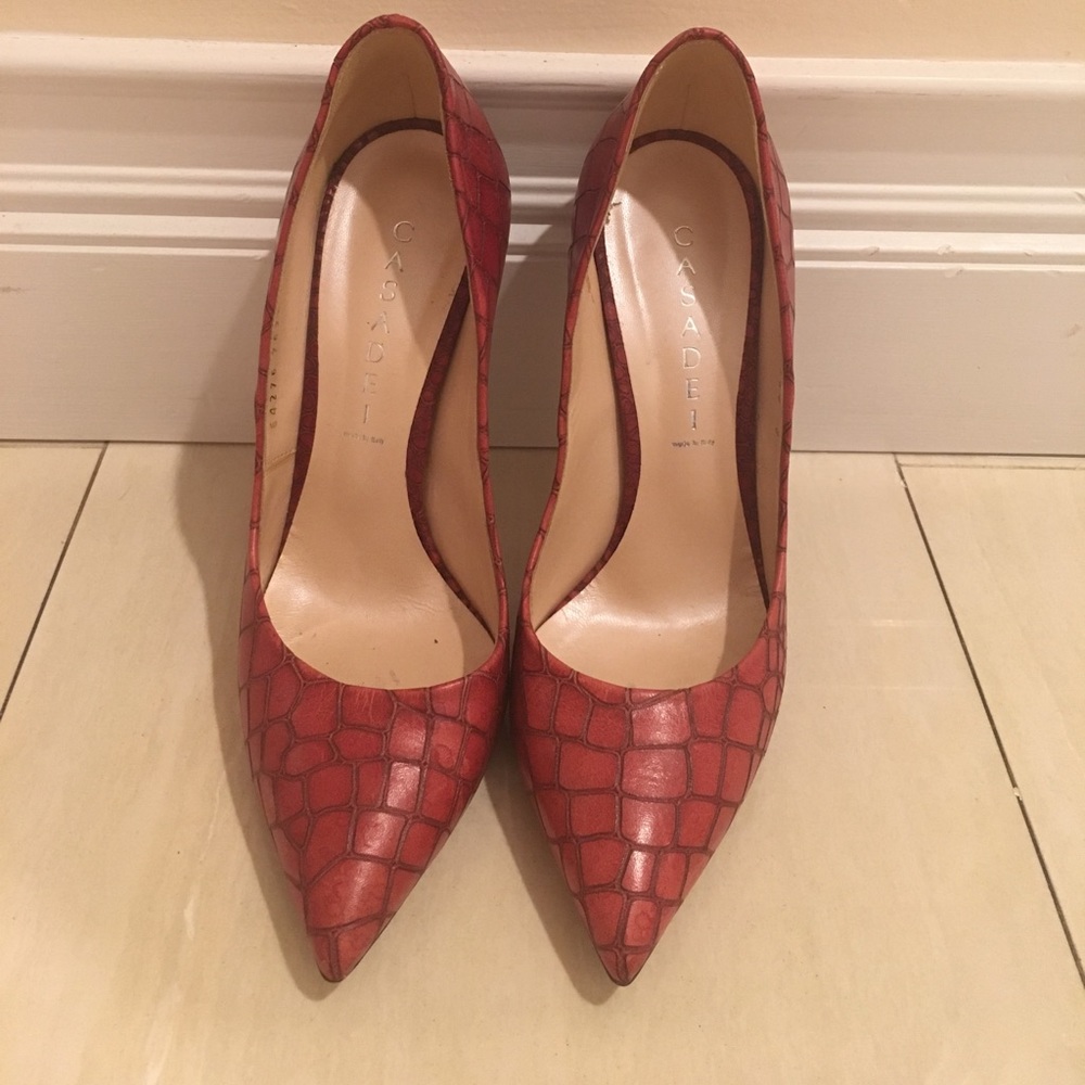 Red/Burgundy Casadei Blade Heel Pump sz 8