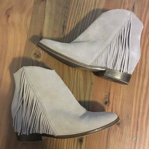 Suede fringe booties