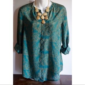 Talbots washable silk sketched print blouse!