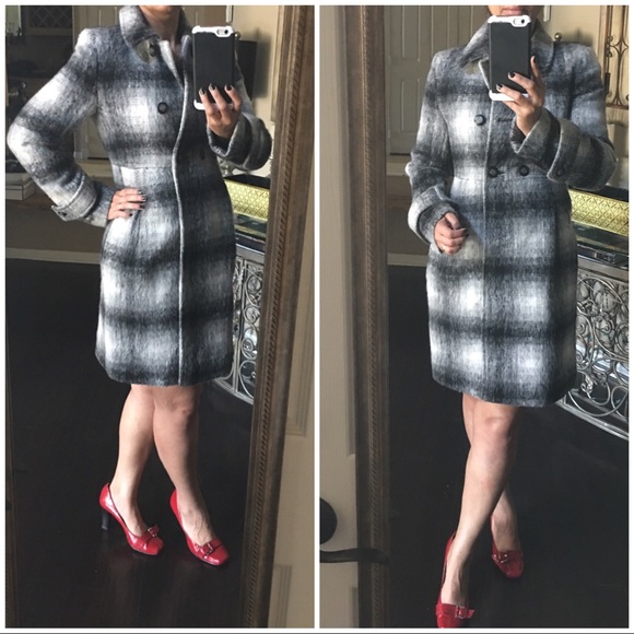 Zara Plaid Wool Coat Princess Seams NWT