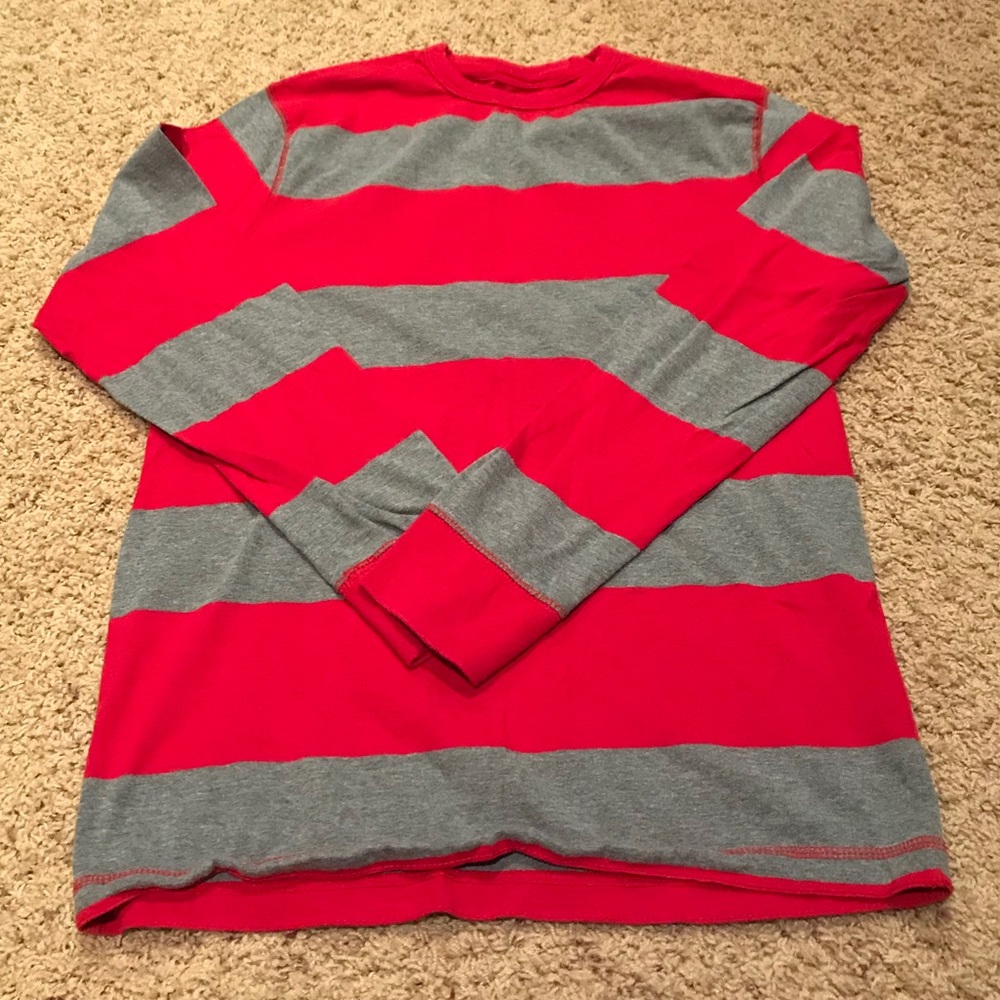 Men’s red striped long sleeve t-shirt