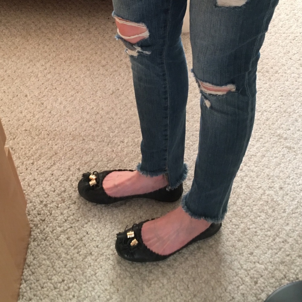 Tory Burch Black Tassel Flats "Reese"
