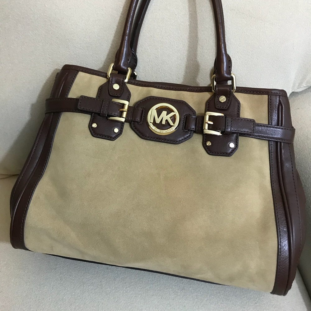 Michael Kors Tan Taupe Brown Suede Handbag