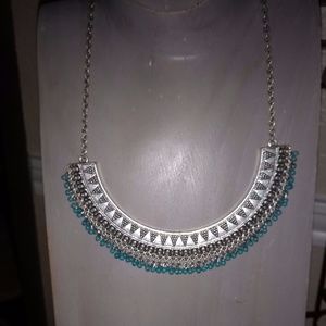 Turquoise and Silver Western Style Necklace