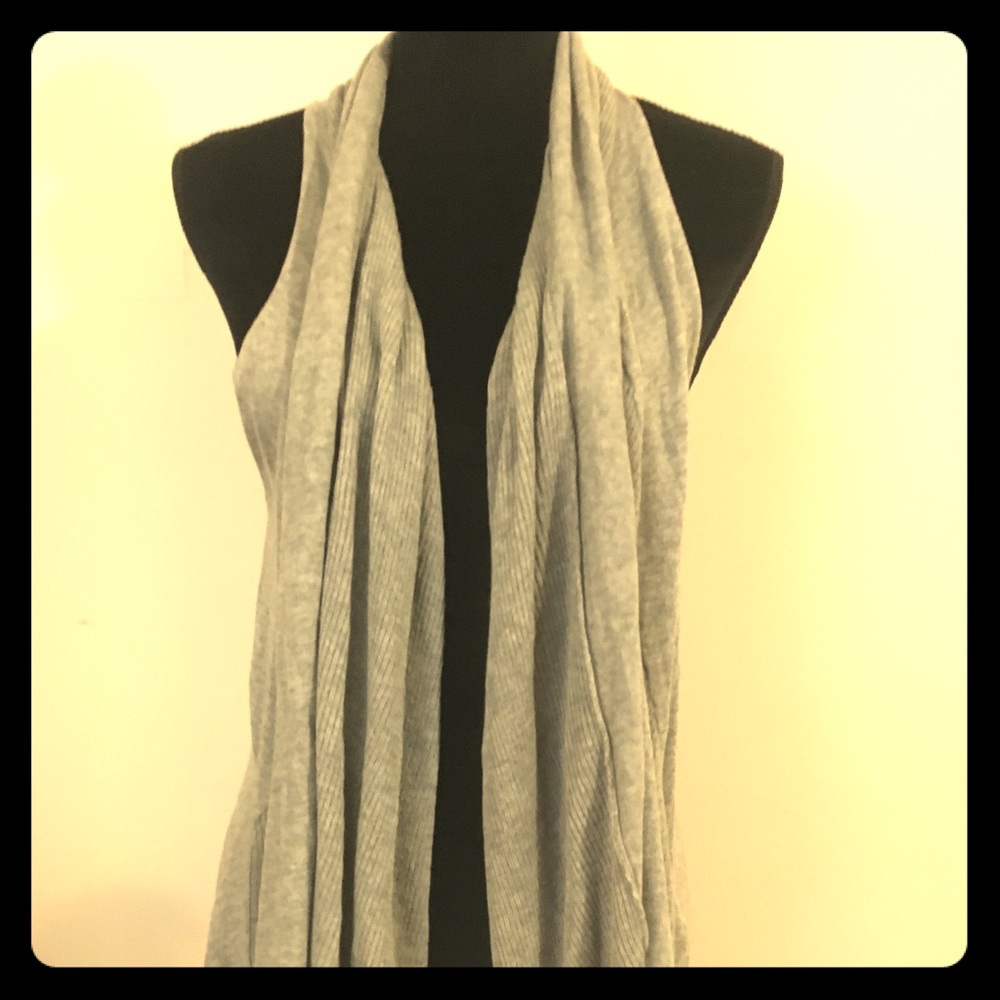 Gray Sleeveless Lightweight Open Vest Cardigan