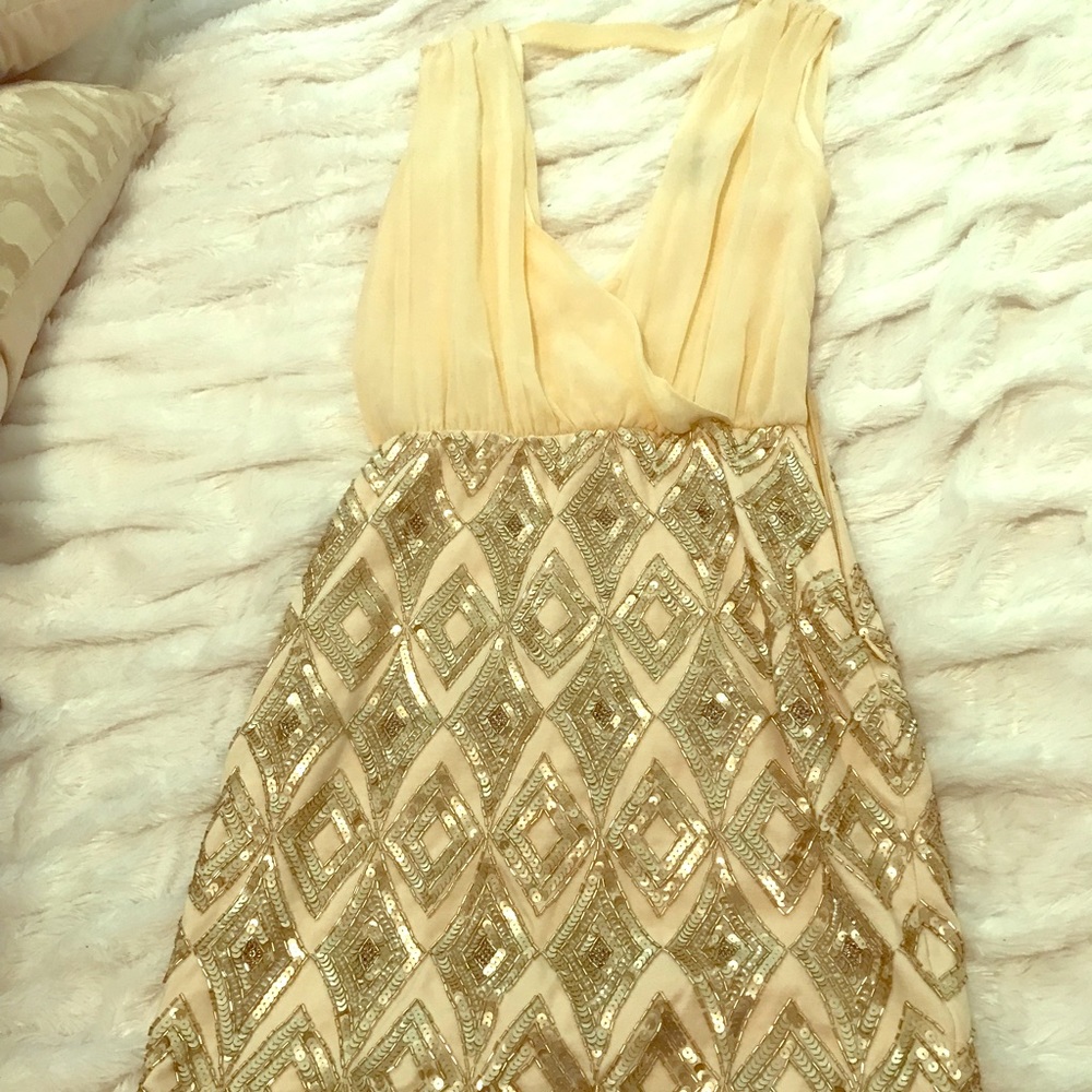 Bebe Cream Sequin dress