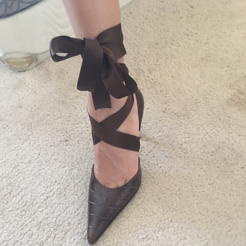 Kenneth Cole leather with satin lace heels