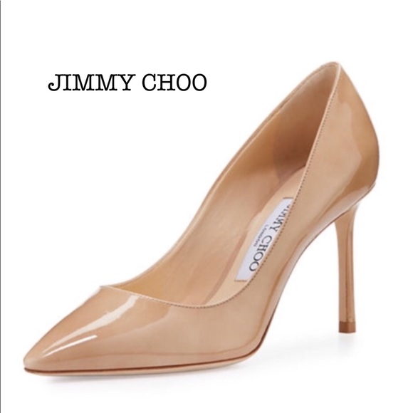Jimmy Choo Shoes - JIMMY CHOO ROMY 100 NUDE PUMPS