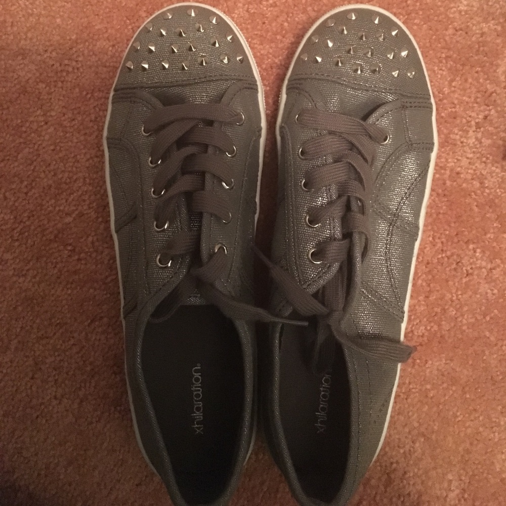 Gray spiked shoes
