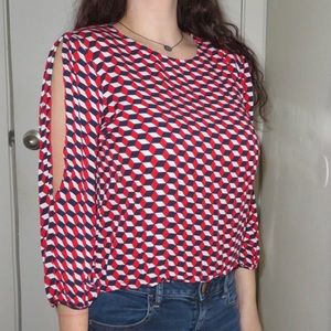 Open Three Quarter Sleeve Blouse