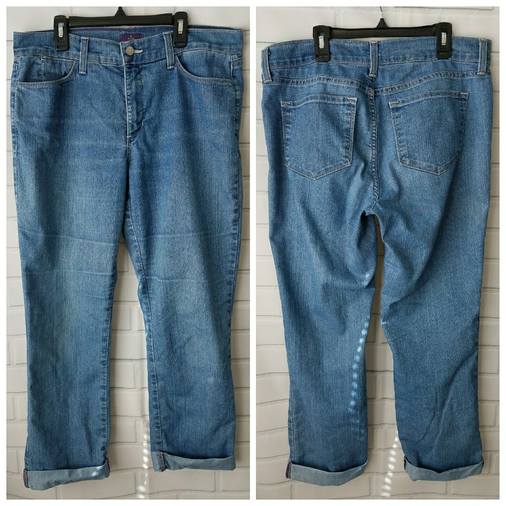NYDJ cuffed ankle jeans light rinse 12 inseam 27