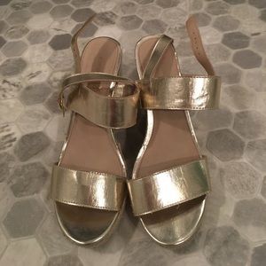 Lightly used gold strapped wedges!