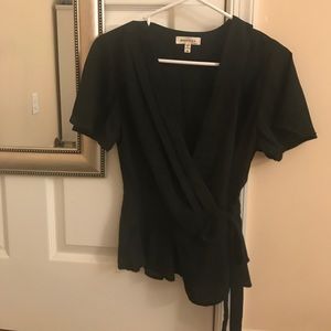 Flowing Black Wrap Shirt Flowing Black Wrap Shirt