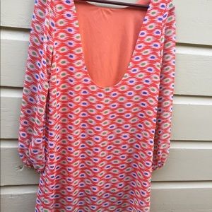 Orange silk dress with low back