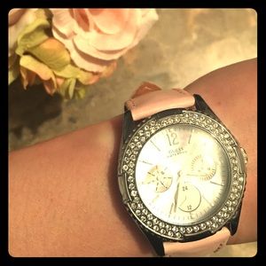 GUESS Pink Leather Watch