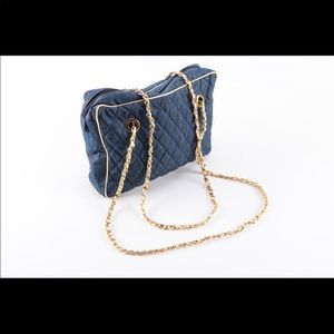 I Magnin Vintage Blue Quilted Shoulder Bag