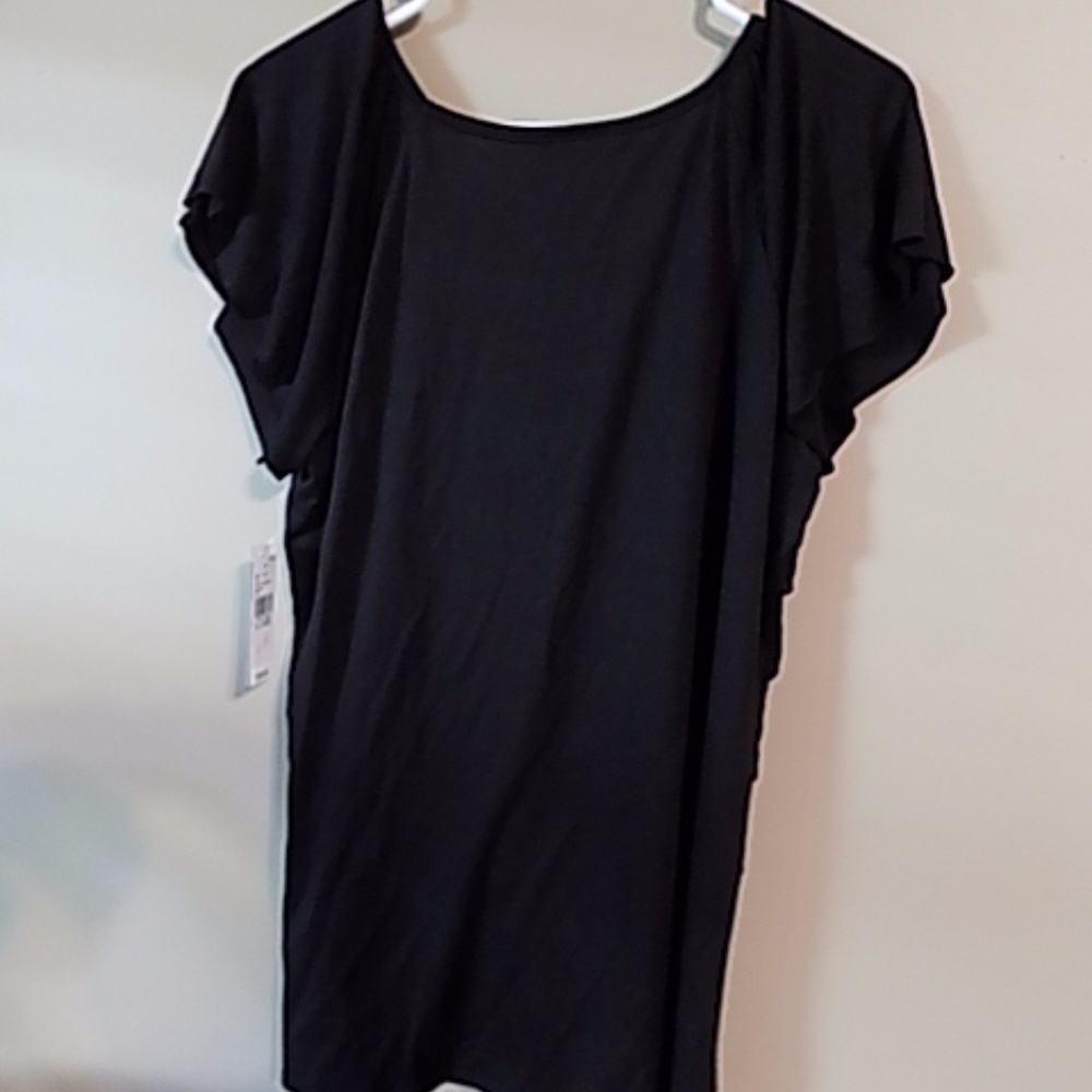Black Ruffle Front Top - Picture 2 of 2